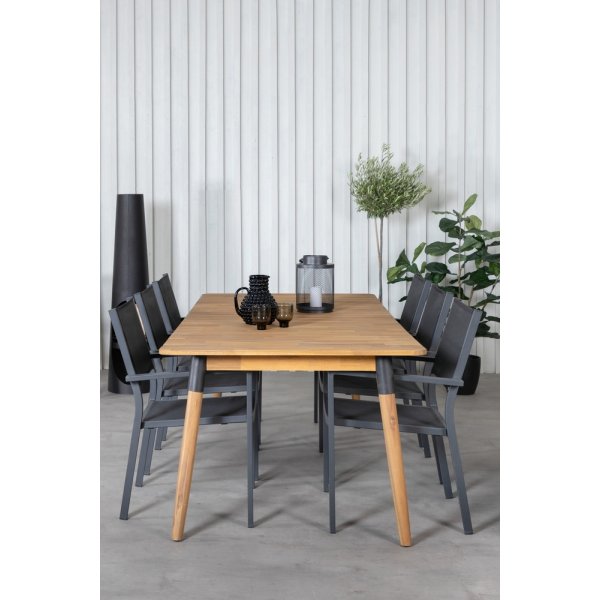 Julian utematgrupp med 6 st Copacabana stolar - Svart/Natur