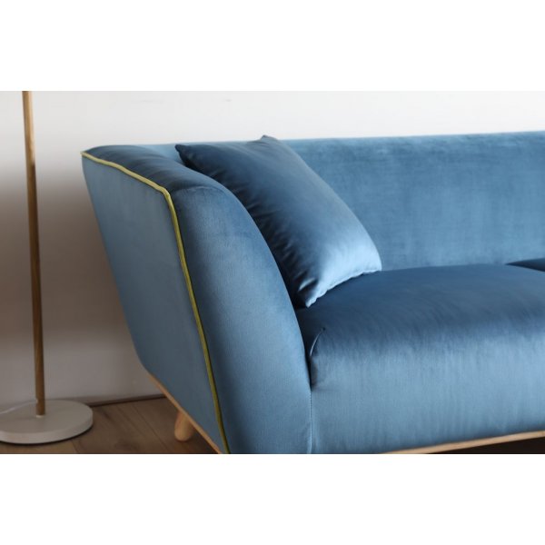 Divansoffa bl med runda trben - Hansa