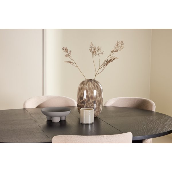 Matbord Strada med 6 st Astoria stolar - Beige/svart + 6.00 x Stolsdyna