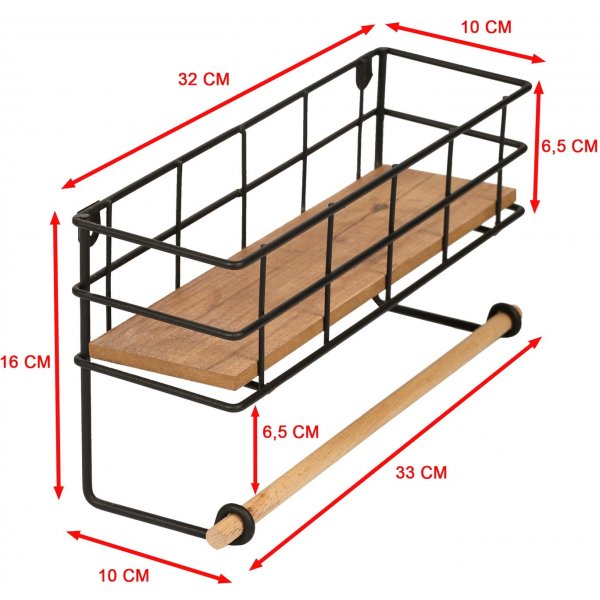Gwen wandplank - Eiken/zwart Gwen wandplank - Eiken/zwart