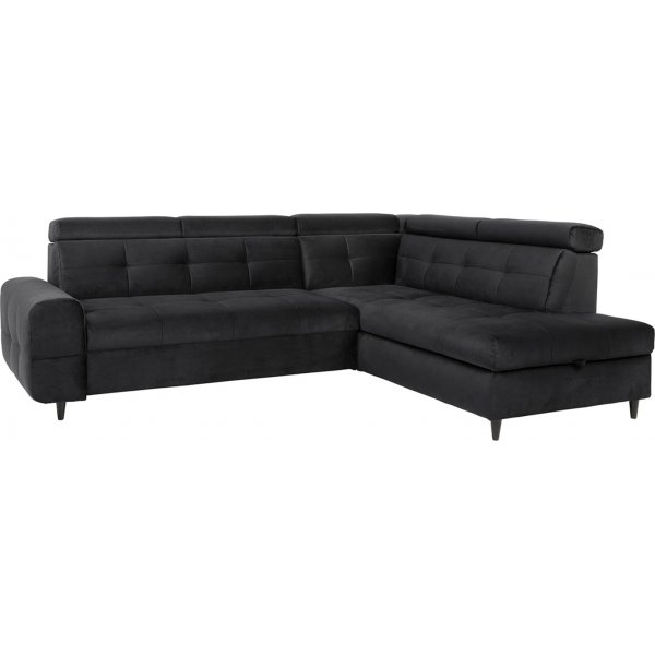 Canapé-lit d\\\'angle Matras avec bout ouvert à droite - Noir Canapé-lit d\\\'angle Matras avec bout ouvert à droite - Noir