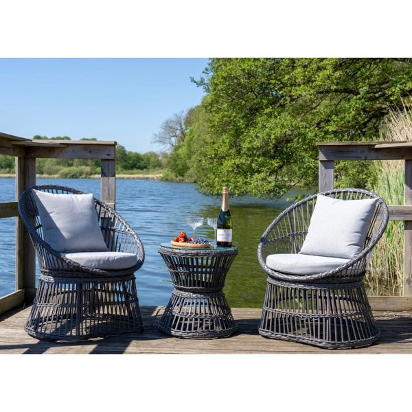 Natal loungeset; två fåtöljer med bord - Grå Natal loungeset; två fåtöljer med bord - Grå