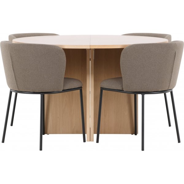 Matbord Strada med 4 st Edina stolar - Brun/svart/whitewash