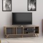 Rilla mediabank 150 cm - Antraciet/eiken