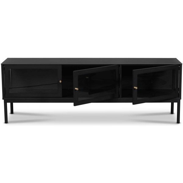 Revel svart TV-bänk med mässingshandtag Revel svart TV-bänk med mässingshandtag