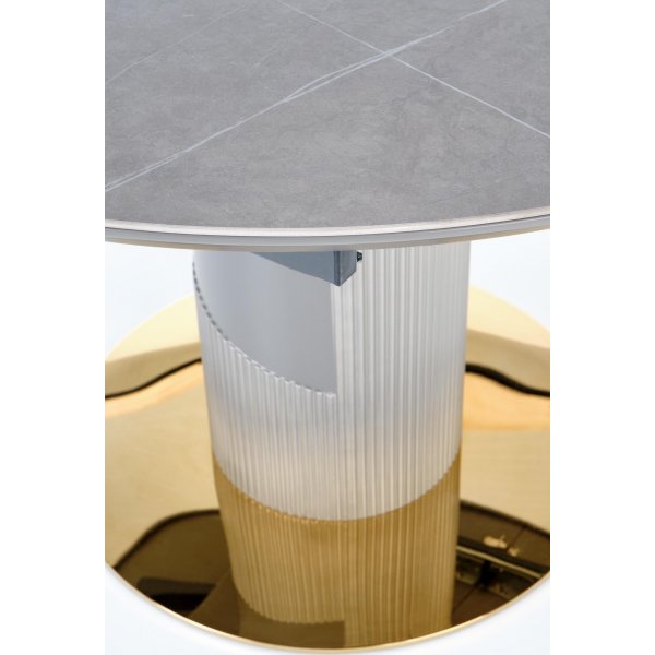Muscat eettafel 120-160 x 120 cm - Grijs marmer/lichtgrijs/goud Muscat eettafel 120-160 x 120 cm - Grijs marmer/lichtgrijs/goud