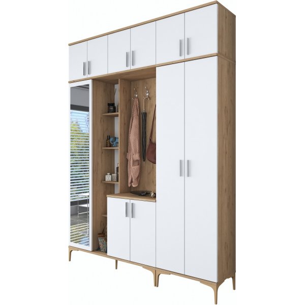 Meuble d\\\'entre Esa 180 x 37,5 x 240 cm Variante B - Noyer/blanc