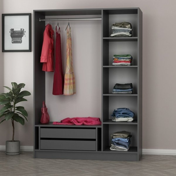 Armoire Cavolo 135 cm - Anthracite/noir