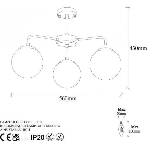 Plafonnier Viran 11006 - Noir/blanc