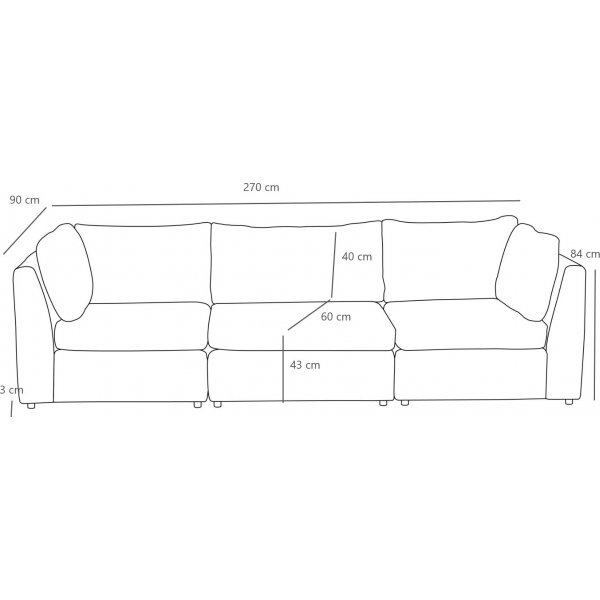 Mottona 3-sits soffa - Ljusgrå Mottona 3-sits soffa - Ljusgrå