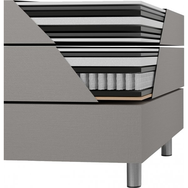 Bed 120x200 cm beige met opbergruimte 5 zones pocketvering