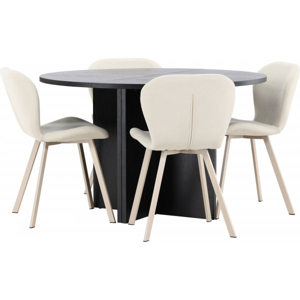 Matbord Strada med 4 st Lilja stolar - Beige/svart + 4.00 x Stolsdyna Matbord Strada med 4 st Lilja stolar - Beige/svart + 4.00 x Stolsdyna
