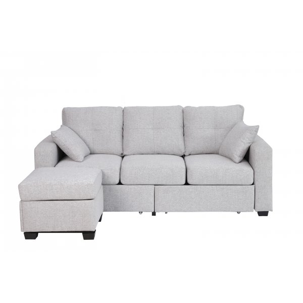 Divansoffa Davis med förvaring – Ljusgrå Divansoffa Davis med förvaring – Ljusgrå