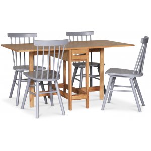 Groupe alimentaire Fr; Table pliante Fr en Chne avec 4 chaises en rotin Orust gris