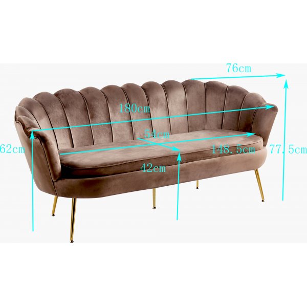 Fluwelen bank Kingsley 3-zitsbank - 180 cm + Vlekverwijderaar voor meubels Fluwelen bank Kingsley 3-zitsbank - 180 cm + Vlekverwijderaar voor meubels