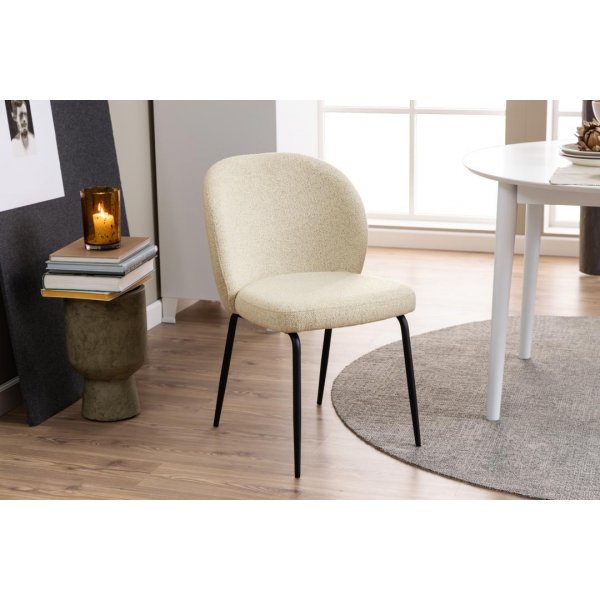 Patricia matstol - Beige bouclé/matt svart Patricia matstol - Beige bouclé/matt svart