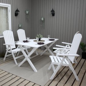 Table de groupe d'extrieur Scottsdale 150 cm avec 4 chaises de position Kungshamn - Blanc