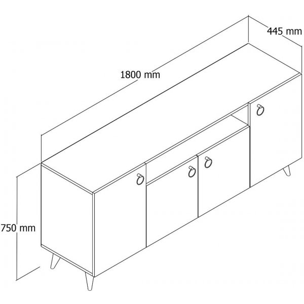 Buffet Karlslund avec compartiment ouvert - Pin Buffet Karlslund avec compartiment ouvert - Pin