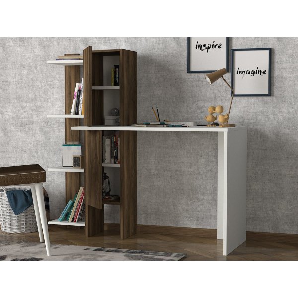 Gina bureau 90x45 cm - Wit/walnoot Gina bureau 90x45 cm - Wit/walnoot