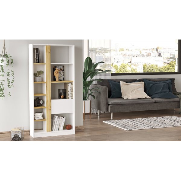 Luvio bokhylla 21 - Ek/vit