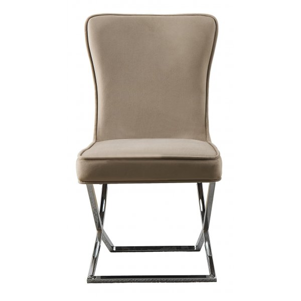 Stol med kromade ben - beige sammet - Luxury Stol med kromade ben - beige sammet - Luxury