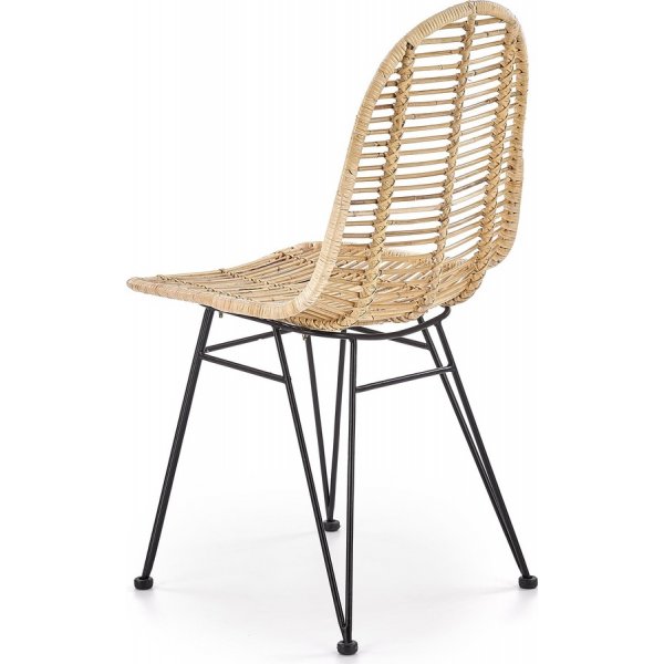 Chaise de salle  manger Juri - Rotin/noir