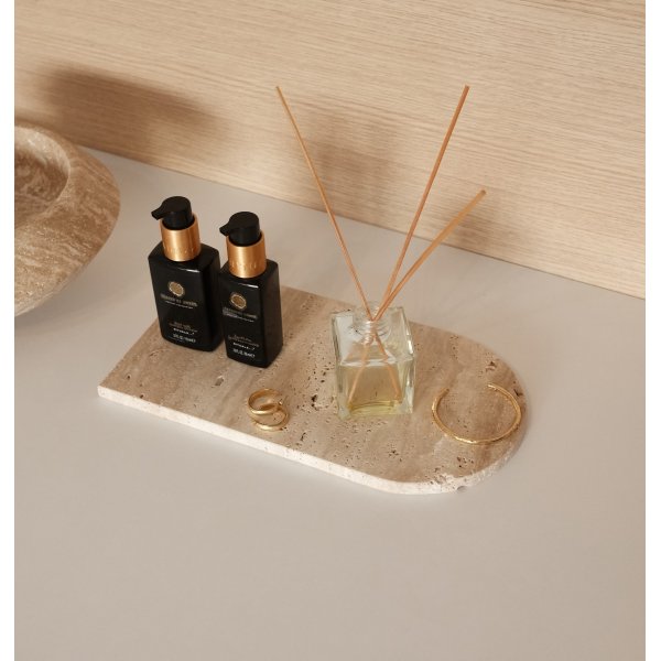 Badrumsbricka i beige Travertinmarmor Badrumsbricka i beige Travertinmarmor