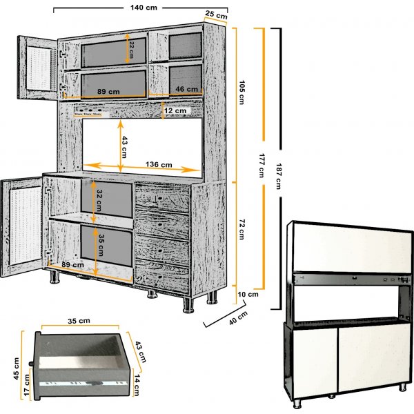 Grano skåp 140 cm - Kaukasisk ek Grano skåp 140 cm - Kaukasisk ek