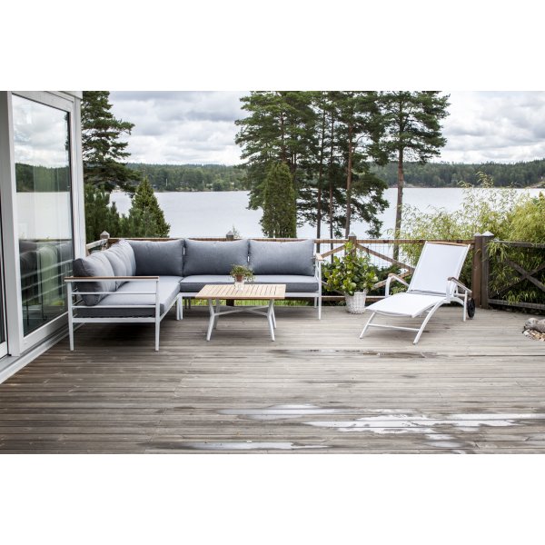 Groupe de canapés d\\\'angle Mexico - Blanc/teck Groupe de canapés d\\\'angle Mexico - Blanc/teck