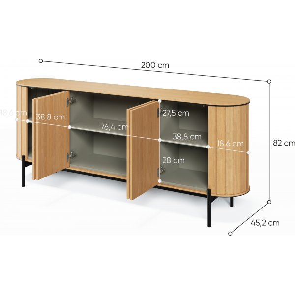 Rotto skänk 200 cm - Vicenza ek/svart Rotto skänk 200 cm - Vicenza ek/svart