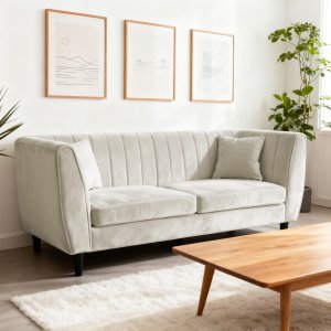 Soffa Arvika  Beige sammet | 195 cm