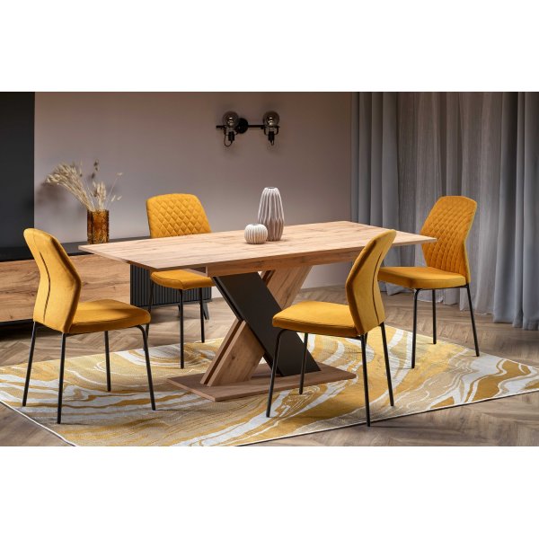 Table à manger River 130-175 cm - Chêne Wotan/noir Table à manger River 130-175 cm - Chêne Wotan/noir