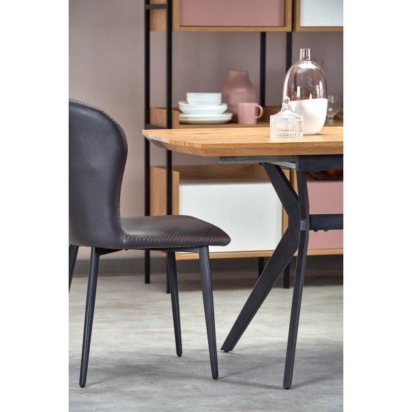 Table  manger Assis 140-180 x 80 cm - Chne/noir