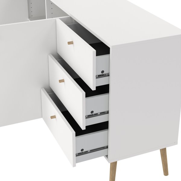 Sideboard Bodo | 2 drrar & 3 ldor | Vit