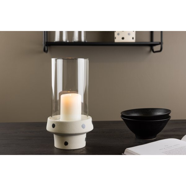 Davida lykta 15 x 29 cm - Svart/Vit