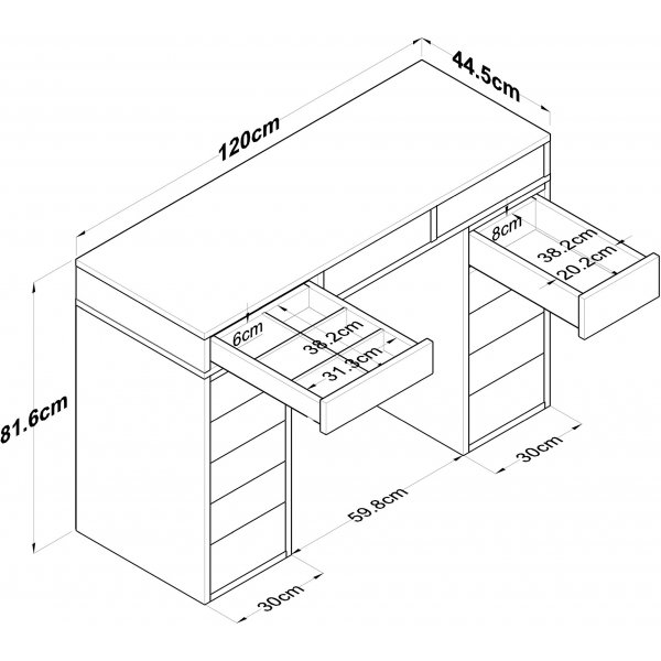 Bijou kaptafel 6 - 120 x 44,5 cm - Wit Bijou kaptafel 6 - 120 x 44,5 cm - Wit