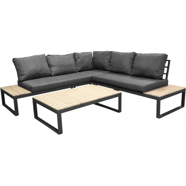 Ensemble salon Panama - Gris/noir/acacia Ensemble salon Panama - Gris/noir/acacia