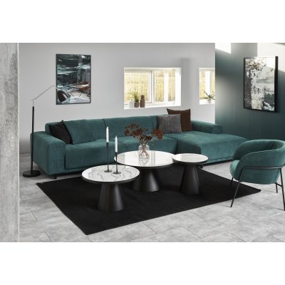 Soli soffbord 45 cm - Vit marmor/svart