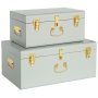 Matteus vintage Koffert set - Ljusgr / Mssing + Textilskydd fr mbler