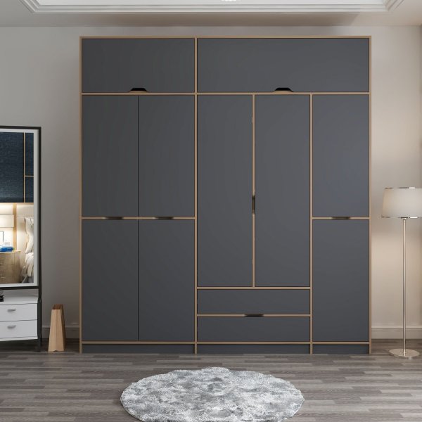 Elina garderob 232 x 52 x 253 cm - Antracit/brun Elina garderob 232 x 52 x 253 cm - Antracit/brun