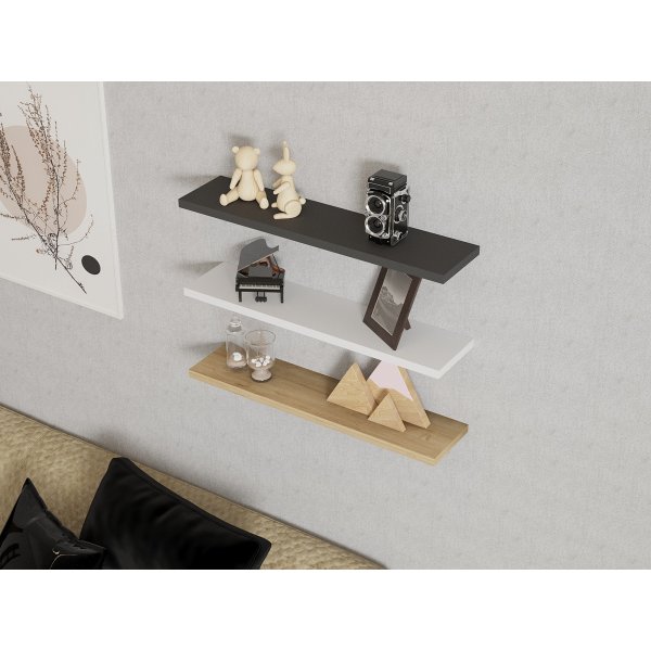 Boss vägghylla - Safir ek/Antracit/Vit Boss vägghylla - Safir ek/Antracit/Vit