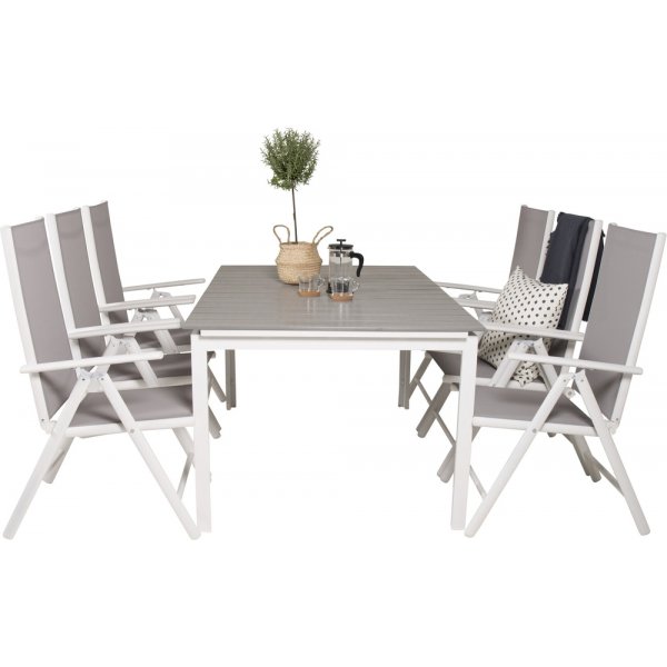 Levels utematgrupp med 6 st Break stolar - Grå/Vit Levels utematgrupp med 6 st Break stolar - Grå/Vit