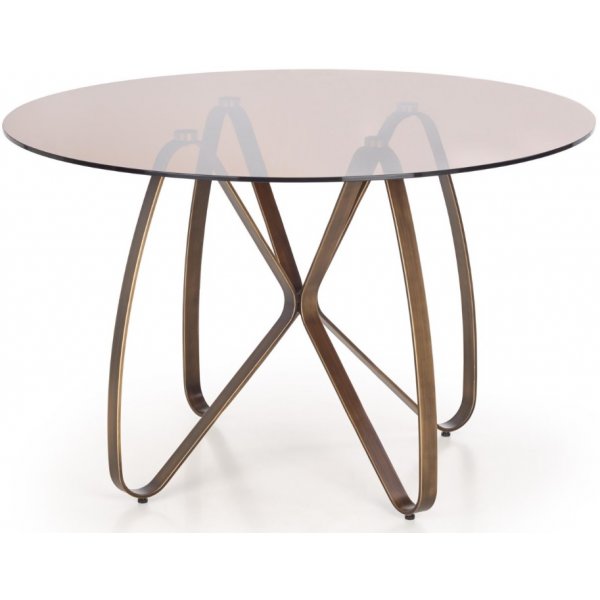 Table à manger ronde Rhonda 120 cm - Marron / Or antique Table à manger ronde Rhonda 120 cm - Marron / Or antique