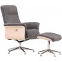 Reclinerftlj med fotpall - Gr frskinnsimitation/whitewash ek
