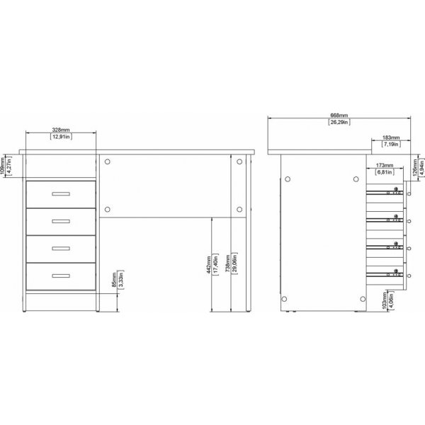 Bureau Function Plus 110 x 48,5 x 76 cm - Rovere Gessato, fonc