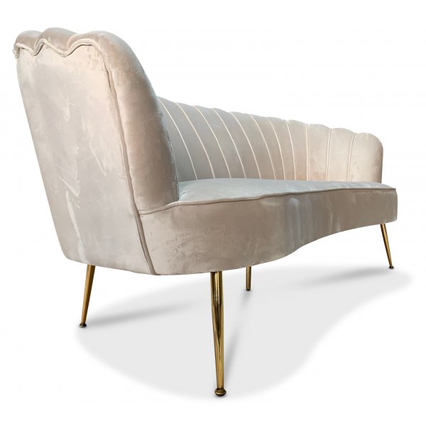 Böjd soffa snäcka 3-sits sammetssoffa gråbeige / Mässing Böjd soffa snäcka 3-sits sammetssoffa gråbeige / Mässing