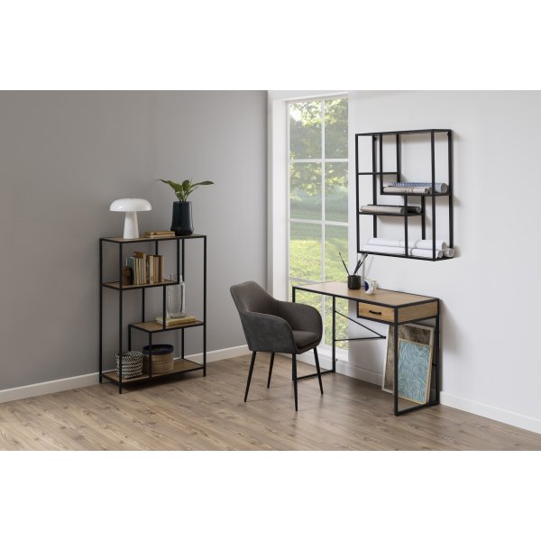 Seaford skrivbord med lda 110x45 cm - Ek/svart