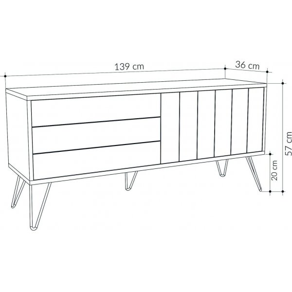 Picadilly TV-bänk - Ek/vit Picadilly TV-bänk - Ek/vit