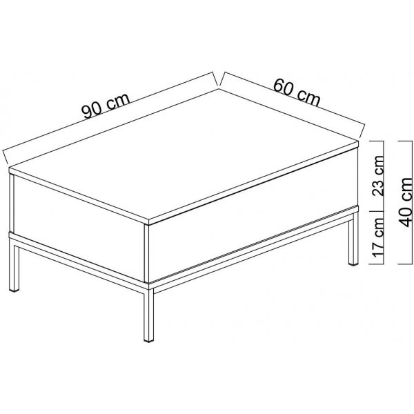 Table basse Lord 90 x 60 cm - Noir/argent
