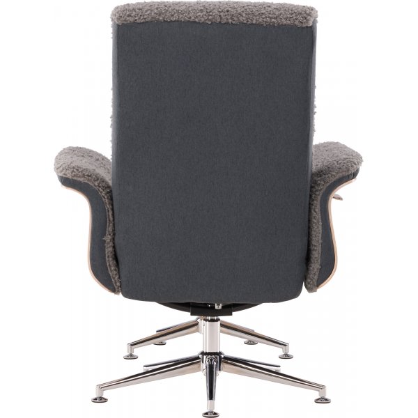 Reclinerfåtölj med fotpall - Grå fårskinnsimitation/whitewash ek + Fläckborttagare för möbler Reclinerfåtölj med fotpall - Grå fårskinnsimitation/whitewash ek + Fläckborttagare för möbler